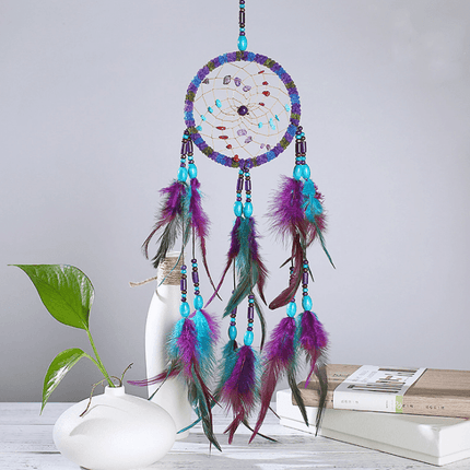 Turquoise Feather Dreamcatcher: Artisanal Elegance for Your Home