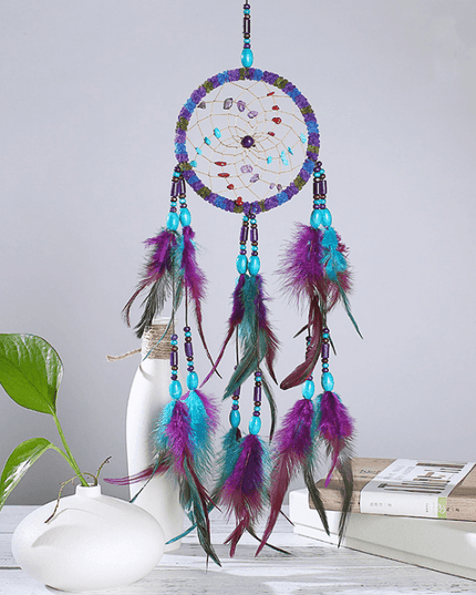 Turquoise Feather Dreamcatcher: Artisanal Elegance for Your Home