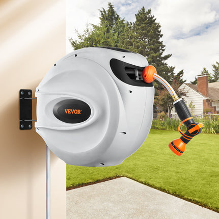 VEVOR Retractable Wall-Mounted Hose Reel with Swivel Design