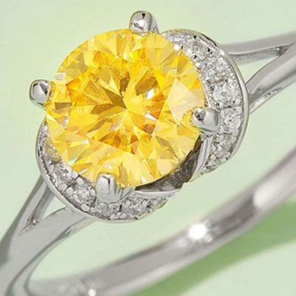 Elegant Multicolored Lab-Grown Diamond Ring in Sterling Silver