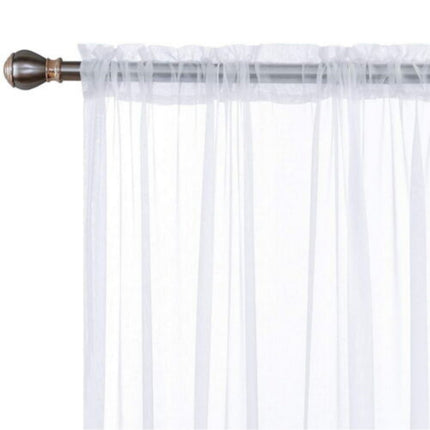 White Lace Tulle Sheer Curtain Panels | Set of 2