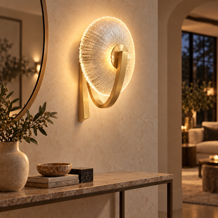 Gold & Black LED Wall Sconce with Clear Glass Shade - 3000K Warm Light