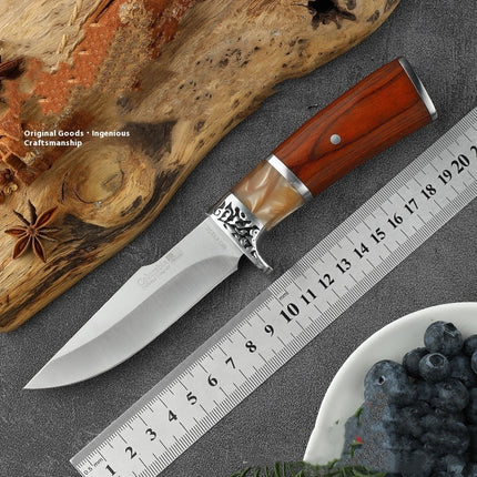 Dark Brown High Hardness Portable Self-Defense Fruit Knife 9.8cm Stainless Steel
