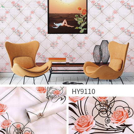 Large Flower Wallpaper Mixed With Family Style