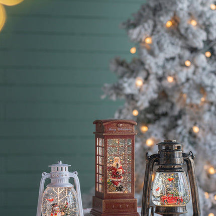 Room and Decor LED Snowman & Tree Water Lantern with Timer, White