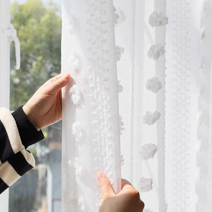 Peekaboo Studio Romantic Snow Velvet Yarn Luxury White Mesh Curtains