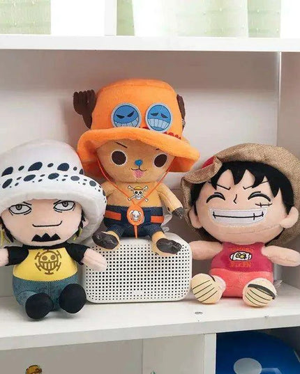 Charming Anime Plush Doll Set - Luffy, Chopper, Ace & Law - 25CM Collectible Figures for Kids and Loved Ones