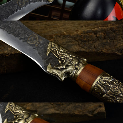 Yulong Bone Knife With Rosewood Handle And Brass Fittings 14cm Blade 7Cr17Mov