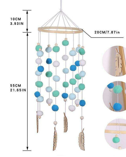 Rainbow Hair Ball Wind Chimes - Whimsical Nordic Room Decor Accent