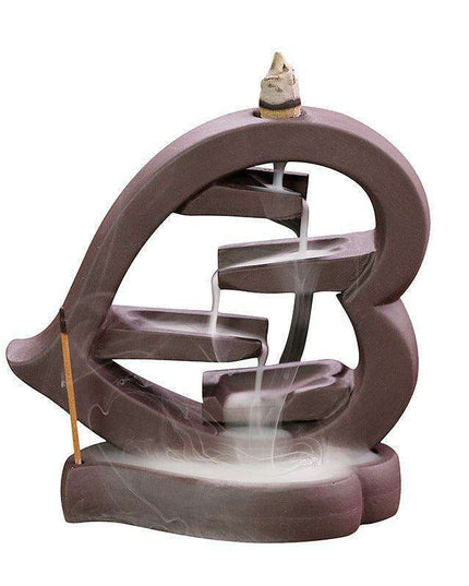 Serene Heart-Shaped Backflow Incense Burner in Elegant Purple Sand