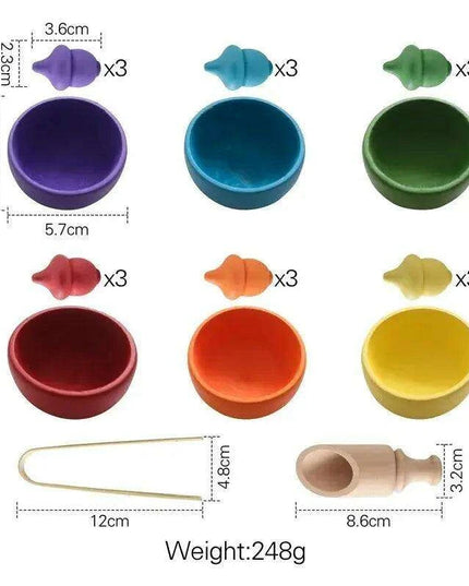 Rainbow Woodland Montessori Educational Toy - Wood & Wool Learning Board