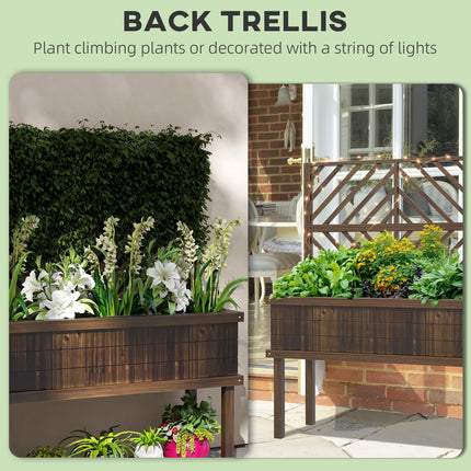 Outsunny Raised Garden Bed with Trellis & Drainage for Climbing Plants