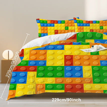 Peekaboo Studio 3pcs Colorful Dot Building Blocks Comforter Set, Thin