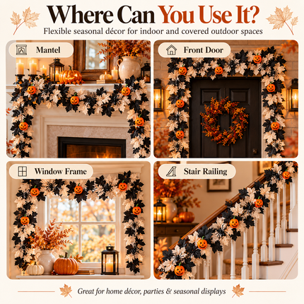 Home Life Artificial Leaf Garland, 175cm, Timer Function, Lightweight Garlands autumn-decor-artificial-leaf-garland-indoor-space-ambiance-175cm-automatic-timer-function-flexible-and-lightweight