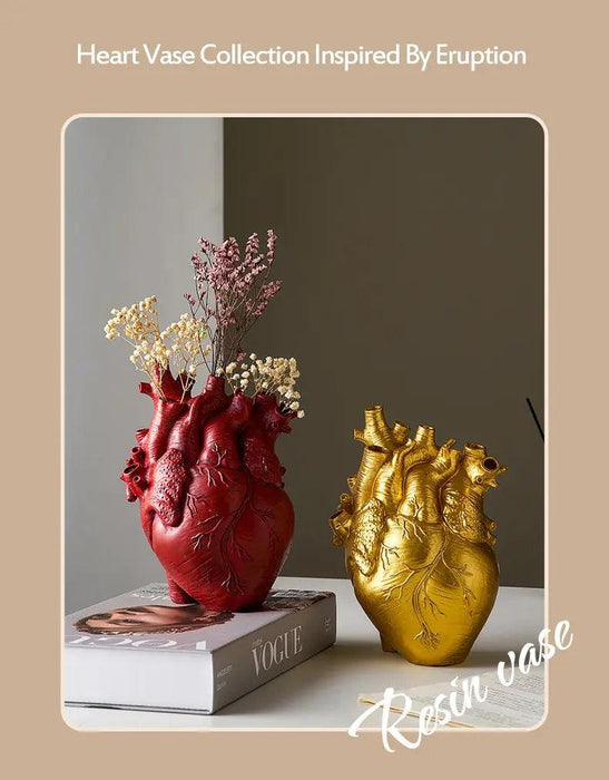 Anatomical Heart Resin Flower Vase - Unique Home Decor Accent