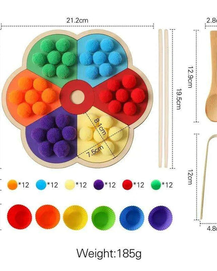 Rainbow Woodland Montessori Educational Toy - Wood & Wool Learning Board