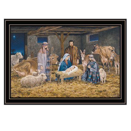 Bonnie Mohr Nativity Wall Art - Black Framed Print for Home Decor
