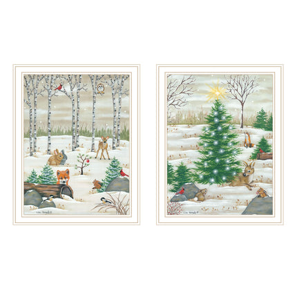 Lisa Kennedy 2-Piece Woodland "Critters For Christmas" Framed Wall Art