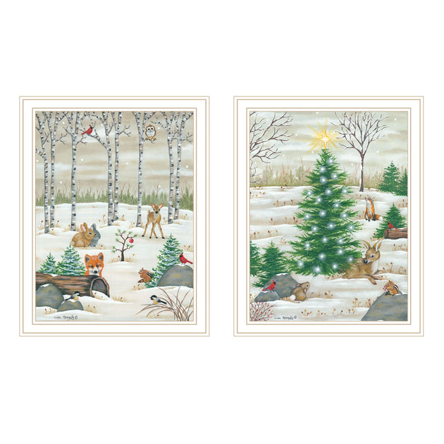 Lisa Kennedy 2-Piece Woodland "Critters For Christmas" Framed Wall Art