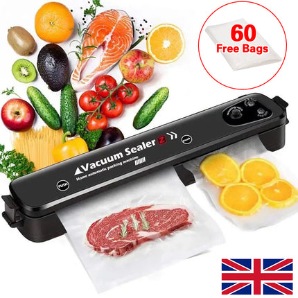 Vacuum Food Sealer Automatic With 60 Bags UK Dry And Wet Food Sealing Machine