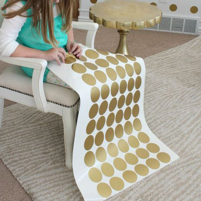 Enchanting Gold Polka Dot Wall Decals Set for Kids' Rooms and Home Decor