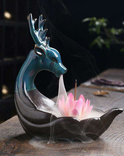Ceramic Deer Backflow Incense Burner - Nordic Serenity Home Accent