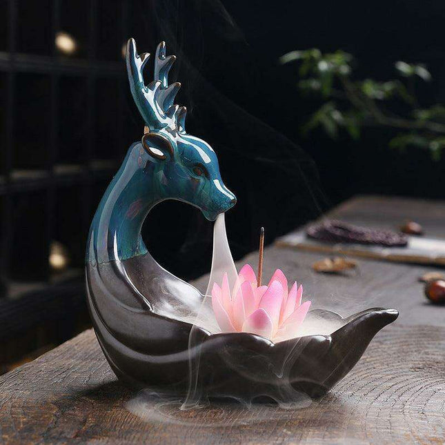 Ceramic Deer Backflow Incense Burner - Nordic Serenity Home Accent