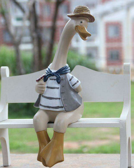 Whimsical Hand-Painted Nordic Duck Pair for Enchanting Home and Garden Decor