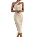 Oblique Strap Asymmetrical Split Dress for Women