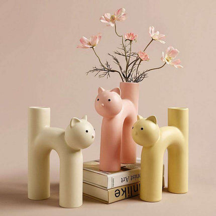 Charming Artisan Cat Vase - Elevate Your Home Decor with Elegance