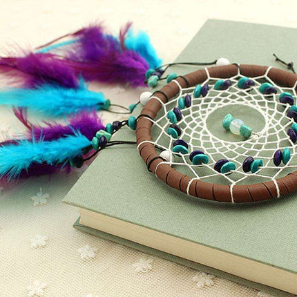 Turquoise Feather Dreamcatcher: Artisanal Elegance for Your Home