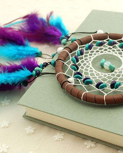 Turquoise Feather Dreamcatcher: Artisanal Elegance for Your Home