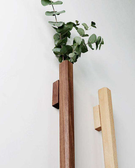 Chic Wooden Wall-Mounted Floral Vase - 14.5cm Elegant Display Stand