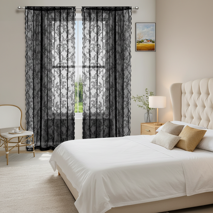 Peekaboo Studio Vintage Lace Half Shade Curtain - Elegant Design & Lig