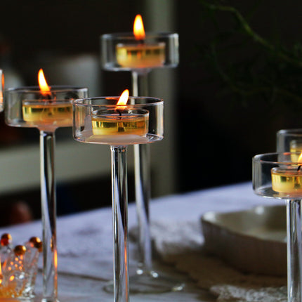 Elegant Transparent Crystal High Footed Glass Candle Holder European Table Decor