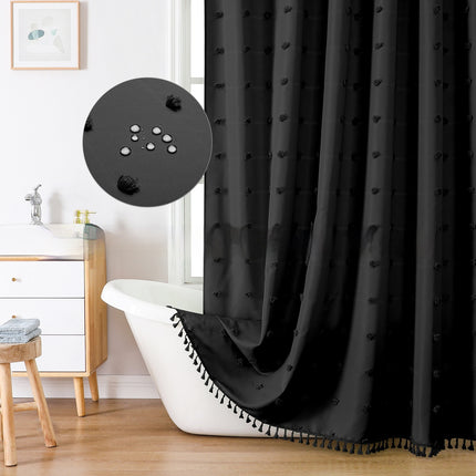 Polyester Hydrangea Cut Shower Curtain - Solid Color Modern Style