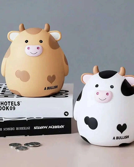 Adorable Cartoon Cow Coin Bank - Cute Vinyl Money Box for Kids - Fun Savings Jar