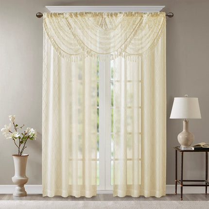 Room and Decor Diamond Sheer Embroidered Waterfall Valance, 38x46