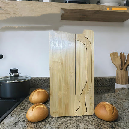 Bread Knife And Chopping Board Set Bamboo Style For Toast And French Stick