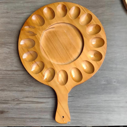 Wooden Egg Tray Organizer — Pine Wood Grid Holder (16 or 24 Holes)