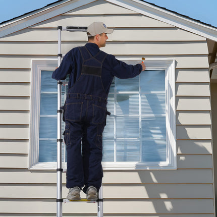 VEVOR 8.5FT Telescoping Ladder - One-Button Retraction, 375LBS Capacit