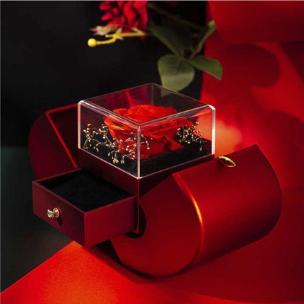 Fashion Jewelry Box Red Apple Christmas Gift Necklace Eternal Rose For