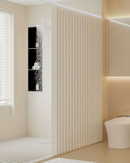 Compact Waterproof Folding Shower Curtain for Stylish Wet and Dry Separation