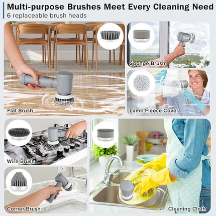 10Pcs Rechargeable Electric Cordless Cleaning Brush Spin Scrubber Turb