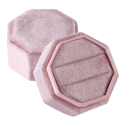 Octagon Ring Box Flannel Cloth Cloth Italian Velvet Pair Ring Jewelry
