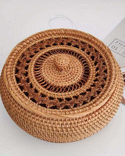 Chic Handcrafted Rattan Storage Basket with Lid