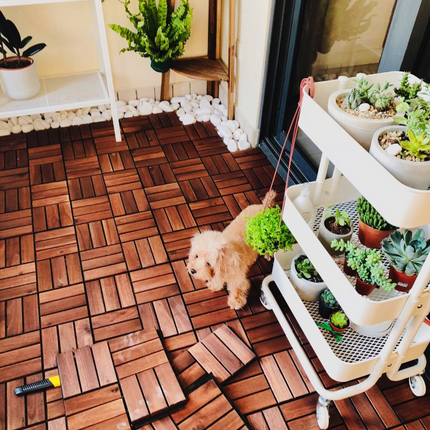 Room & Decor Acacia Wood Interlocking Deck Tiles - 30 Pcs, 12"x12