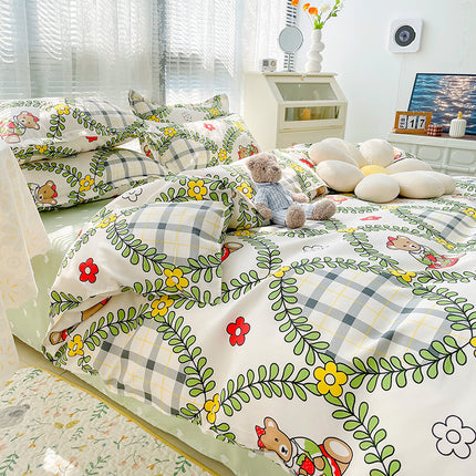 Peekaboo Studio Four-Piece Sanding Skin Bed Sheet Set with Quilt Cover