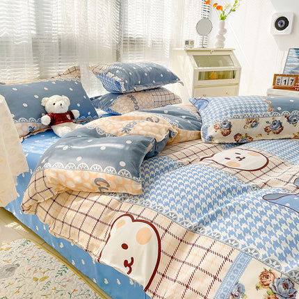 Peekaboo Studio Four-Piece Sanding Skin Bed Sheet Set with Quilt Cover
