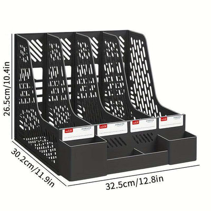 4-Compartment Desk Organizer with Built-in Pen Holder